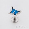 BUTTERFLY CHARM THREADLESS LABRET SET 316L SURGICAL STEEL